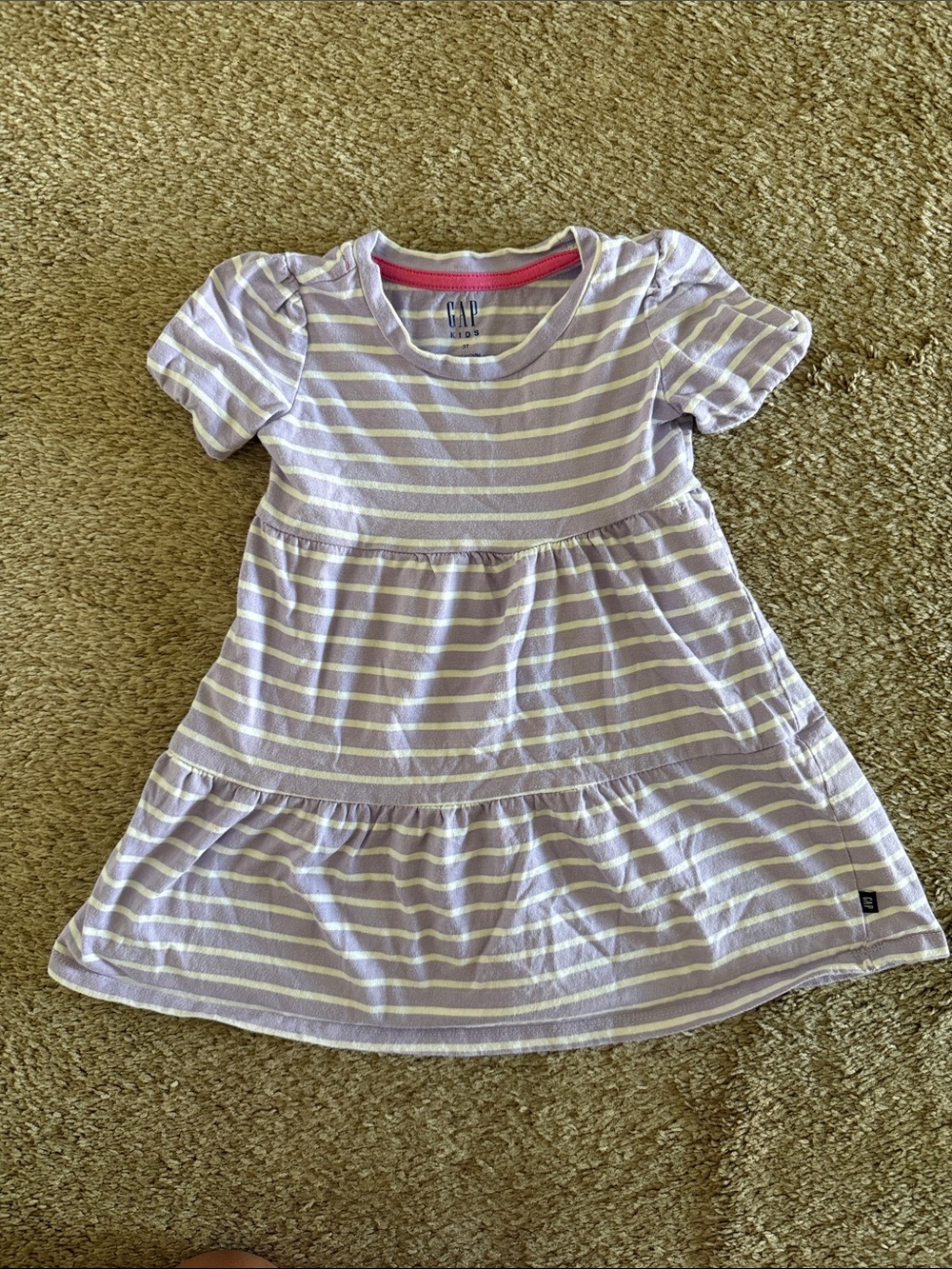 GAP Girls Lavender and White Striped Tiered Cotton Dress 3T